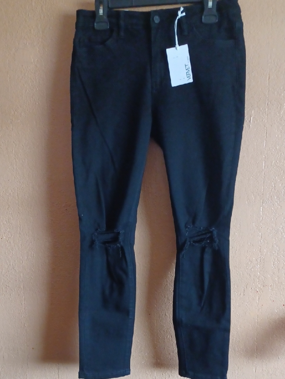Black Distressed Knee Skinny Jeans Size 30